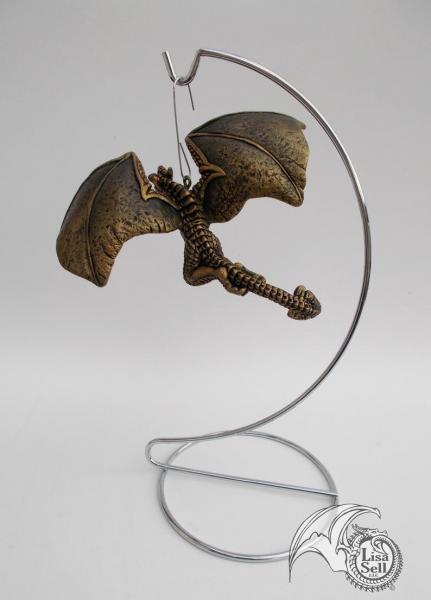 Metallic Gold & Black Banking Dragon Ornament picture