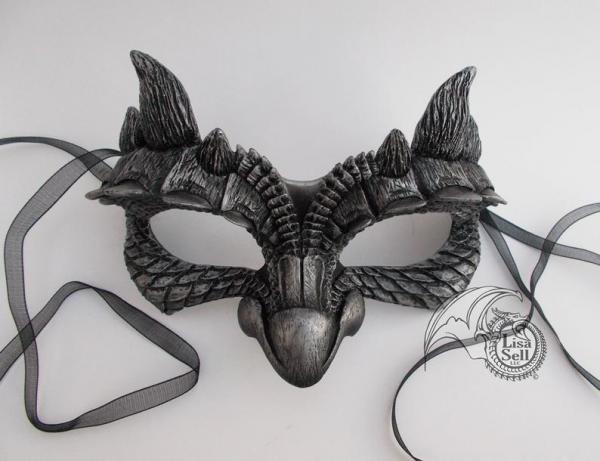Dragon Face Mask - Metallic Silver and Black picture