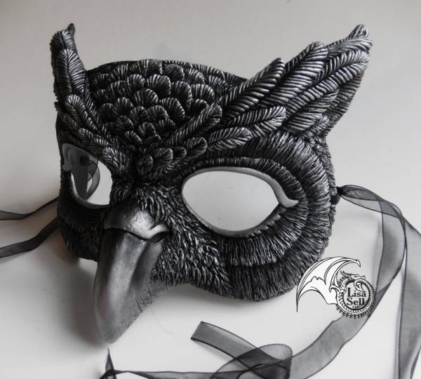Owl Mask - Metallic Silver & Black picture