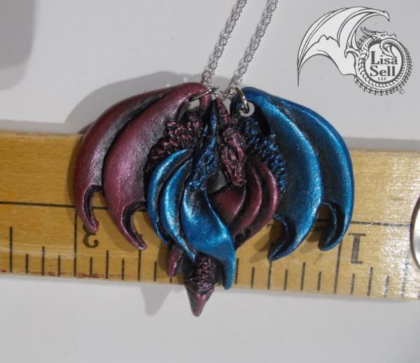 Resin Double Dragon Pendant - Metallic Pink & Metallic Blue picture