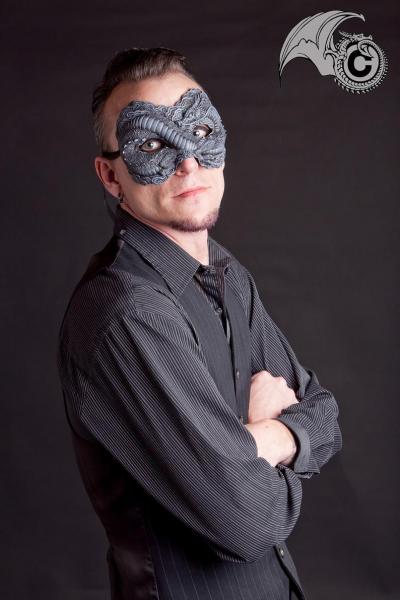 Asian Inspired Dragon Mask - Grey & Black picture