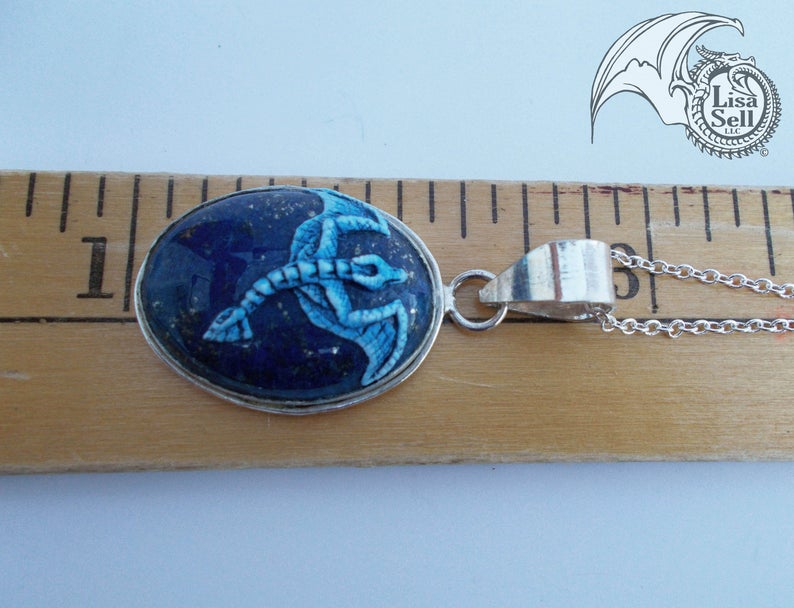 Blue Dragon on Lapis Pendant picture