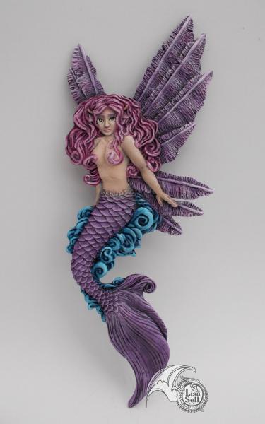 Resin Fairy Mermaid Wall Hanging Art - Pink & Purple picture