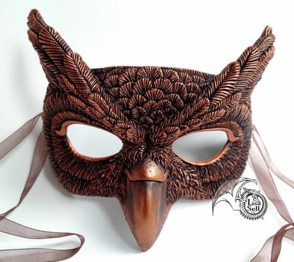 Owl Mask - Metallic Copper & Black picture