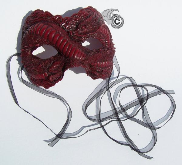 Asian Inspired Dragon Mask - Dark Red