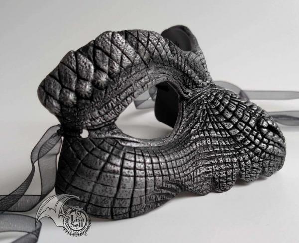 Metallic Silver and Black Reptile Mask picture