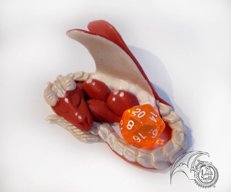 Sleeping Dice Dragon Figure  - Custom Sculpture - Made to Order! picture