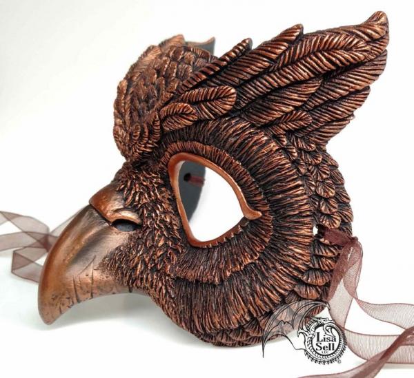 Owl Mask - Metallic Copper & Black picture