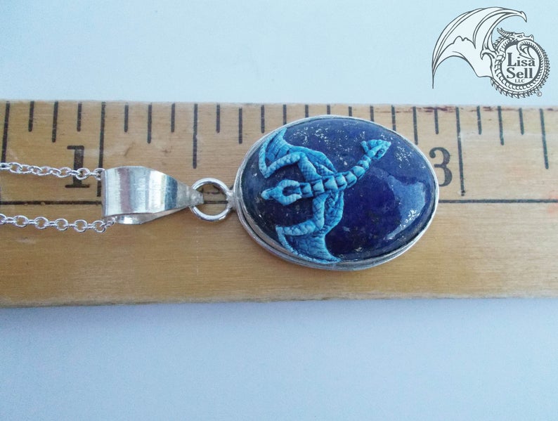 Blue Dragon on Lapis Pendant picture