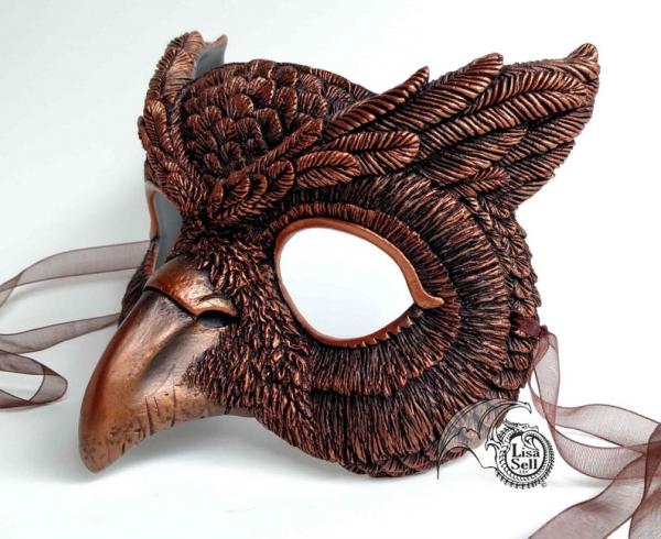 Owl Mask - Metallic Copper & Black