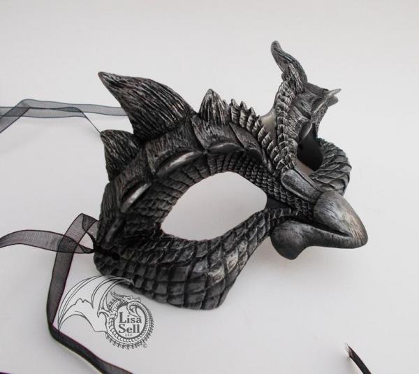 Dragon Face Mask - Metallic Silver and Black picture