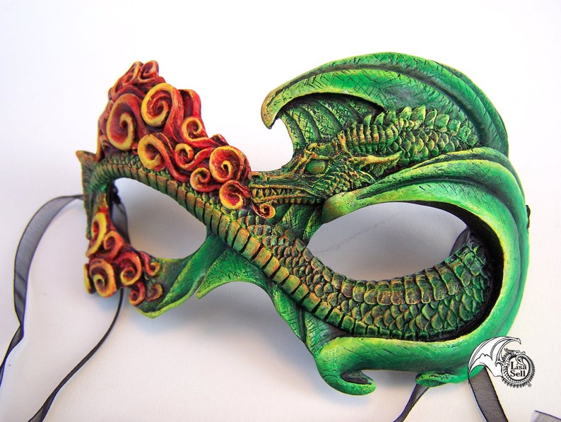 Fire Dragon Mask - Full Color / Green Dragon