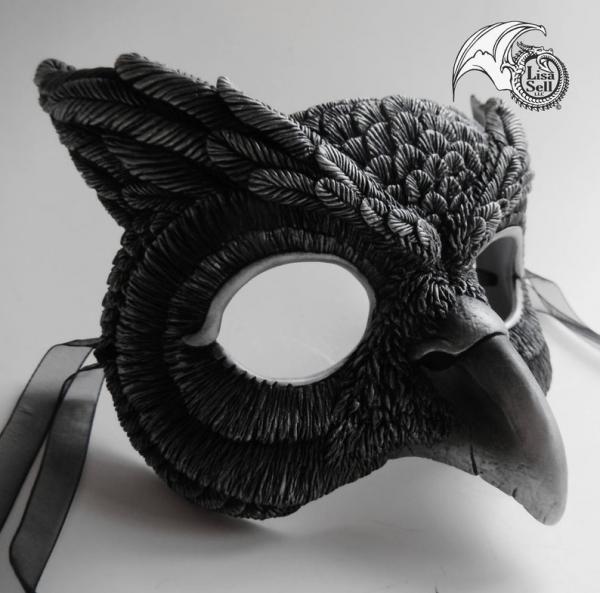 Owl Mask - Metallic Silver & Black picture