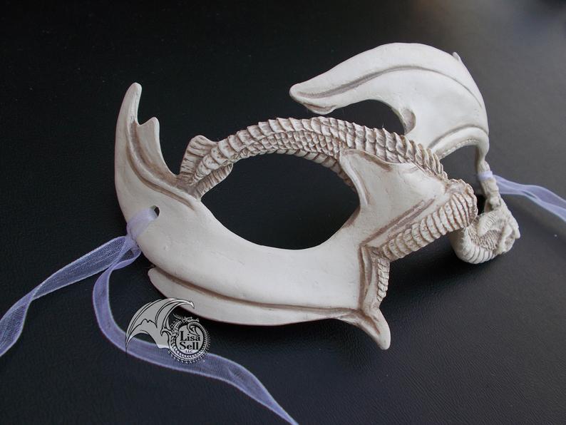 Small Dragon Mask - Off White / Antique White picture