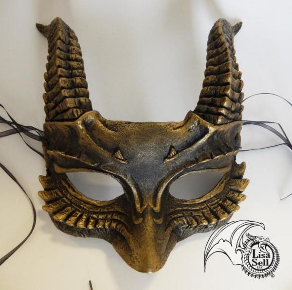 Horned Mask - Metallic Gold & Black picture