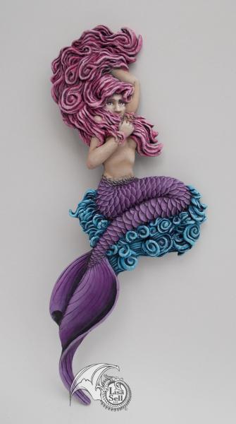 Resin Mermaid Wall Hanging Art - Pink & Purple picture