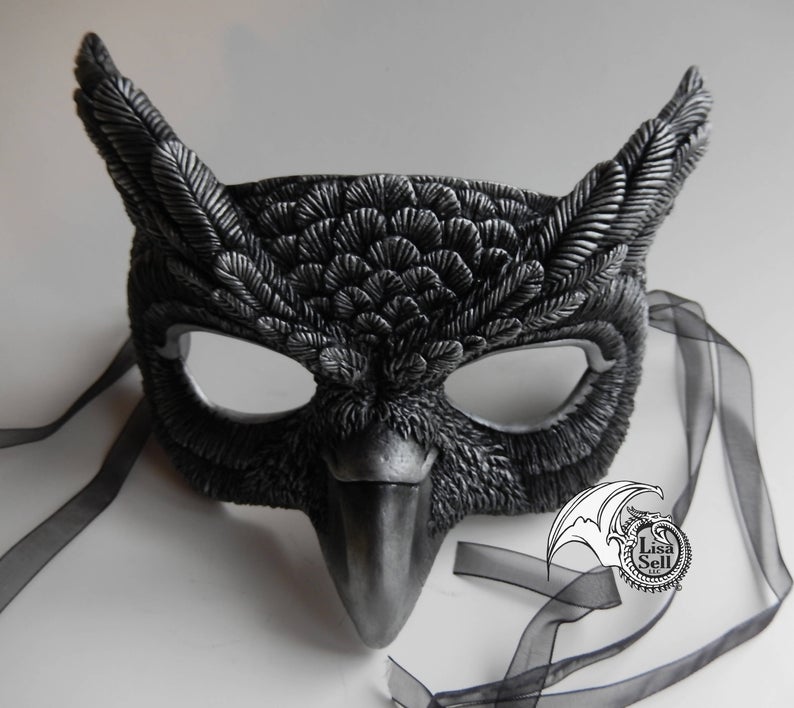 Owl Mask - Metallic Silver & Black picture