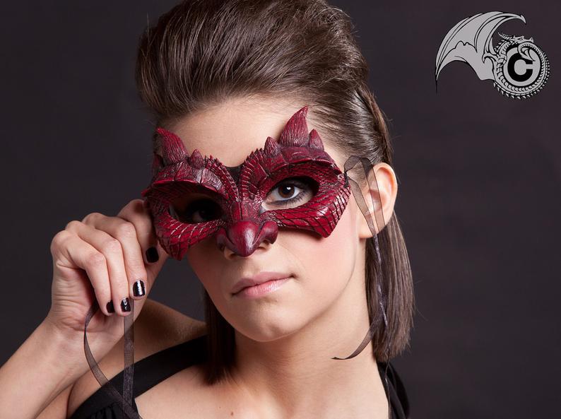Dragon Face Mask - Metallic Silver and Black picture