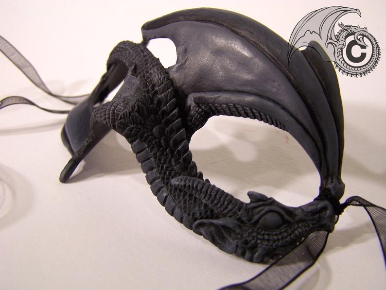 Small Dragon Mask - Grey & Black picture