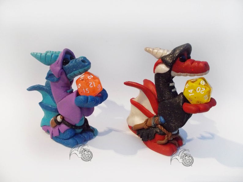 Cloaked Dice Dragon Figure  - Custom Sculpture - Made to Order! picture