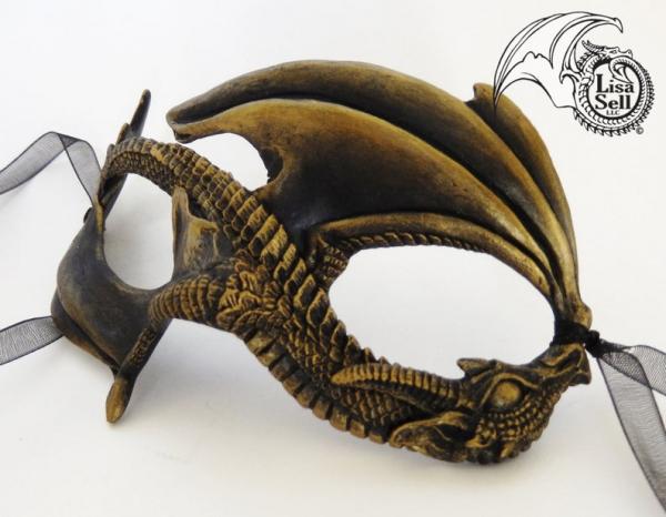 Small Dragon Mask - Metallic Gold & Black picture