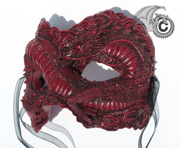 Asian Inspired Dragon Mask - Dark Red picture