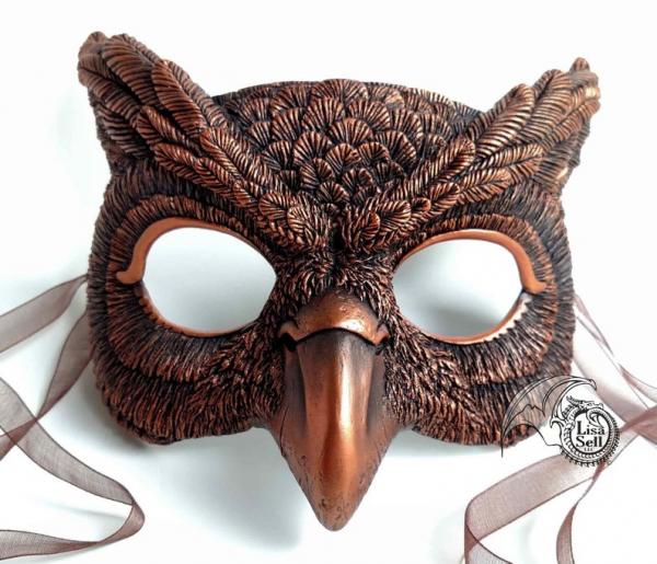 Owl Mask - Metallic Copper & Black picture