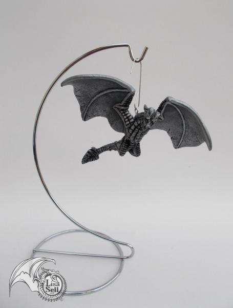 Metallic Silver & Black Banking Dragon Ornament picture