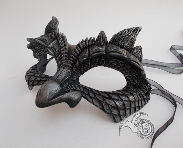 Dragon Face Mask - Metallic Silver and Black picture