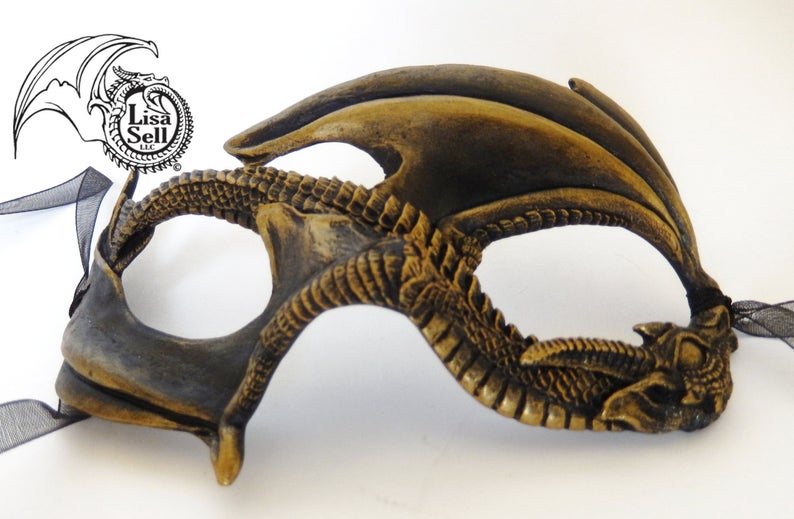 Small Dragon Mask - Metallic Gold & Black picture