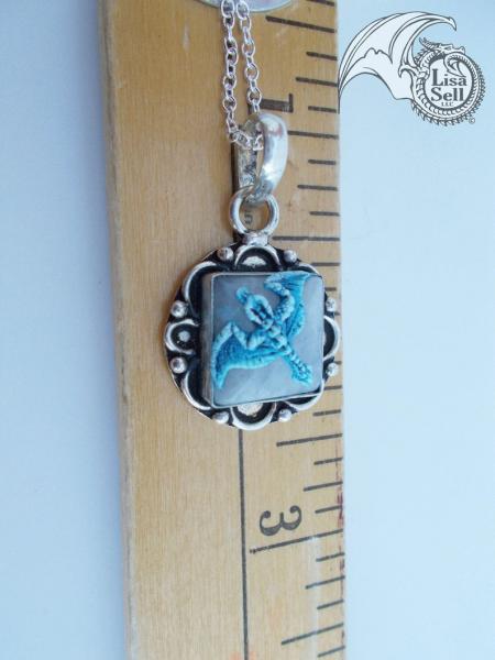 Light Blue Dragon on Moonstone Pendant