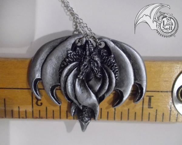 Resin Double Dragon Pendant - Metallic Silver picture