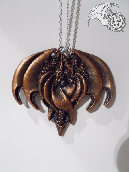 Resin Double Dragon Pendant - Metallic Copper picture