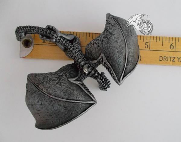Metallic Silver & Black Banking Dragon Ornament picture