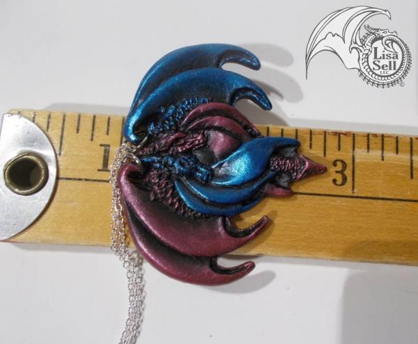 Resin Double Dragon Pendant - Metallic Pink & Metallic Blue picture