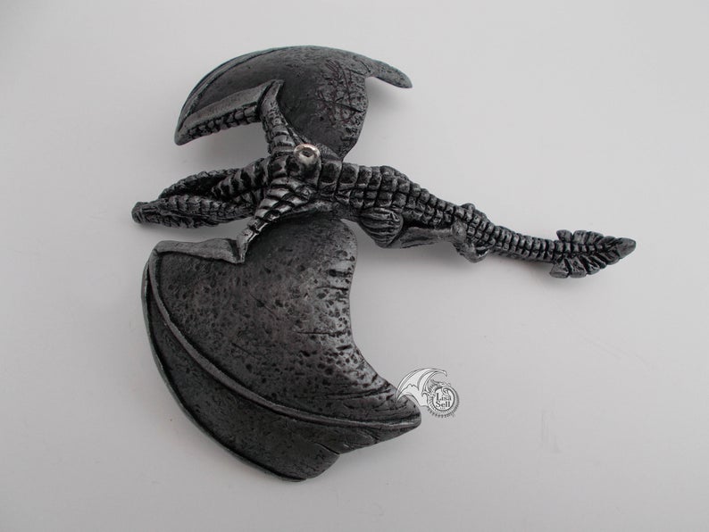 Metallic Silver & Black Soaring Dragon Ornament picture