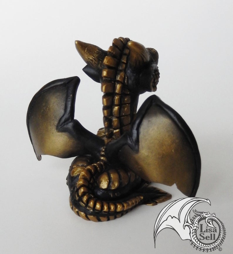 Black & Metallic Gold Junior - Baby Dragon Figure / Sculpture picture