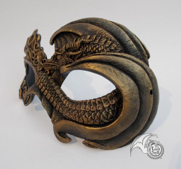 Fire Dragon Mask - Metallic Gold & Black picture