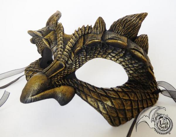 Dragon Face Mask - Metallic Gold and Black picture