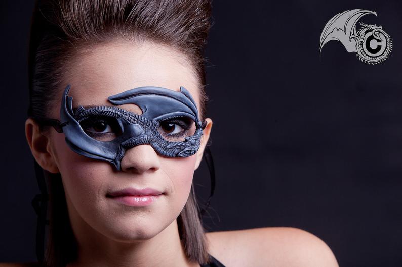 Small Dragon Mask - Grey & Black picture