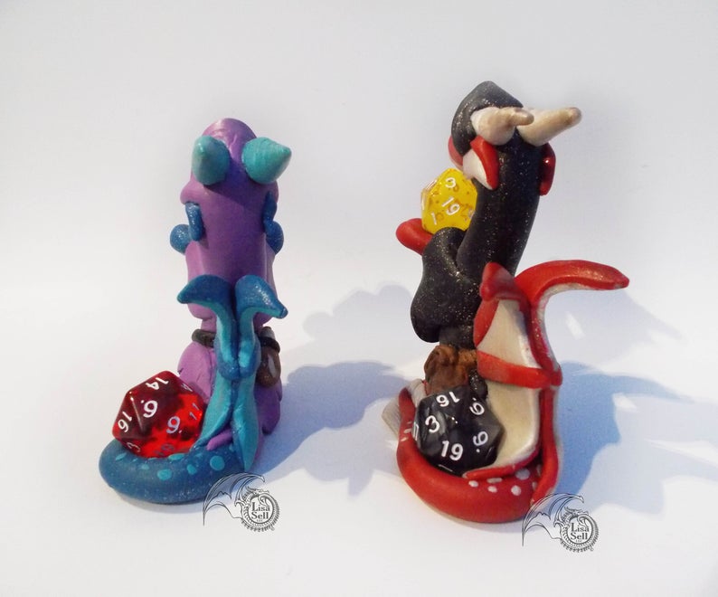 Cloaked Dice Dragon Figure  - Custom Sculpture - Made to Order! picture