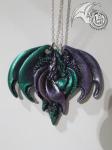 Resin Double Dragon Pendant - Metallic Green & Metallic Purple