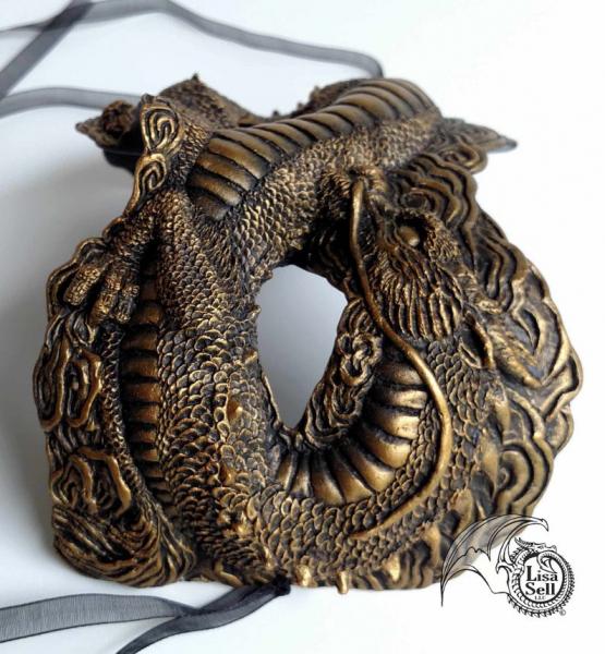 Asian Inspired Dragon Mask - Gold & Black picture