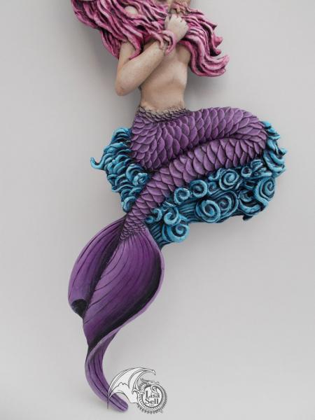 Resin Mermaid Wall Hanging Art - Pink & Purple picture