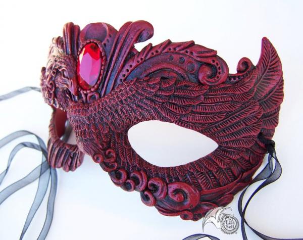 Victorian Phoenix Mask - Dark Maroon picture