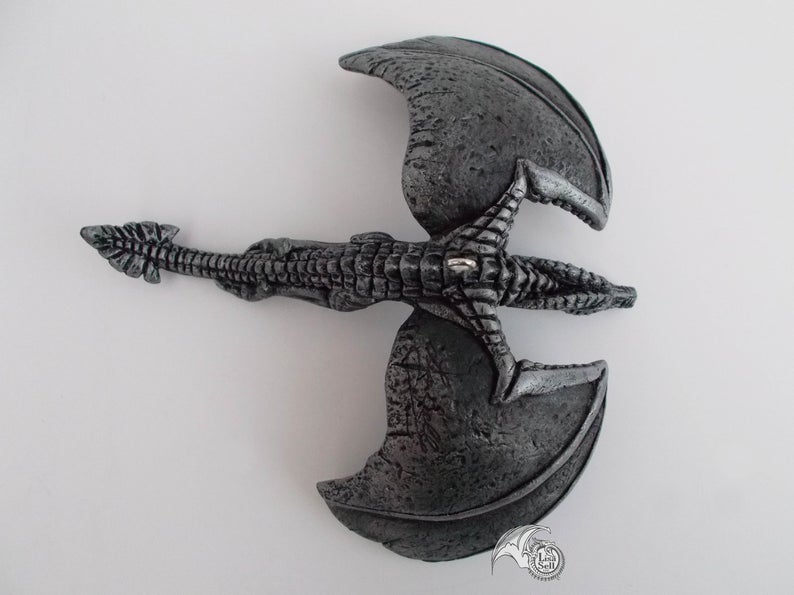 Metallic Silver & Black Soaring Dragon Ornament picture