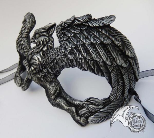 Metallic Silver and Black Gryphon Mask picture