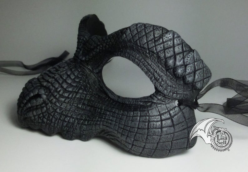 Reptile Mask - Grey & Black picture