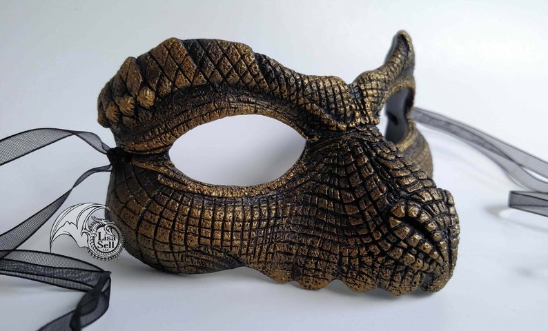 Reptile Mask - Metallic Gold & Black picture
