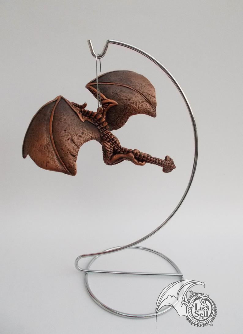 Metallic Copper & Black Banking Dragon Ornament picture